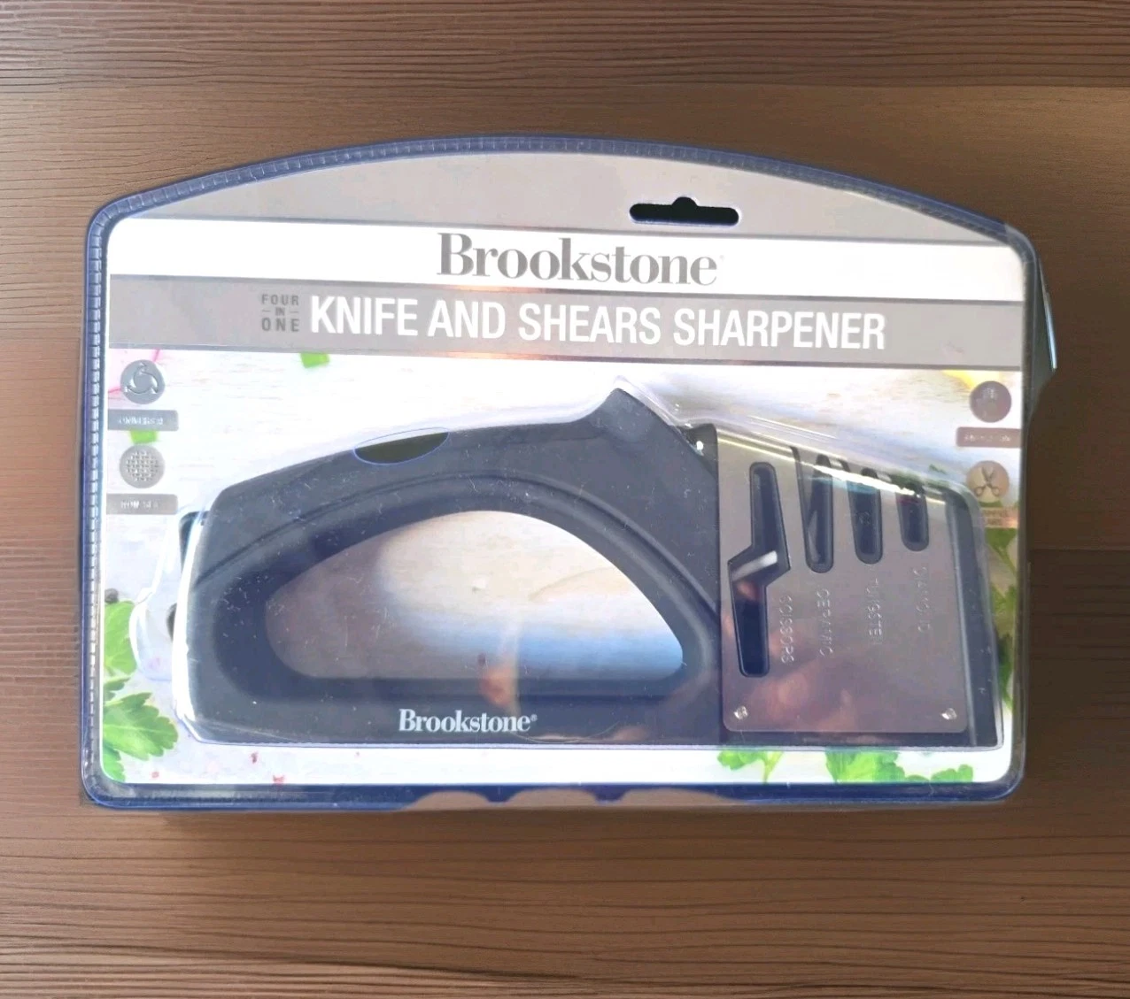 BROOKSTONE 4-in-1 Knife & Shear Sharpener Non-Slip Easy Grip Handle - BRAND NEW