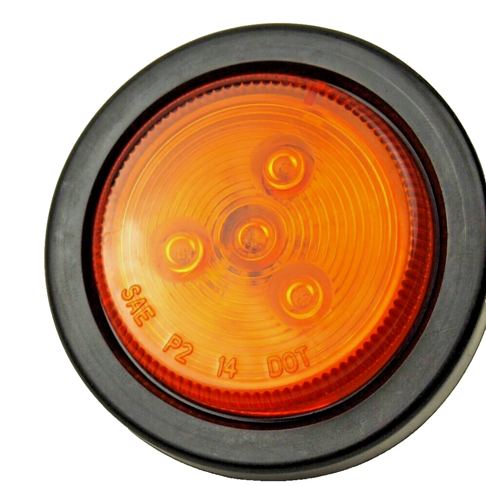 12 Piezas 2.5" LED Redondo Ámbar Liquidación Luces Marcadoras Laterales 4 Diodos Montaje Flash DOT Foto 3 de 4