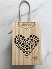 BEE HOTEL Heart VALENTINE Love gift. Solid Wood,hanging cord. Organic brand. NEW