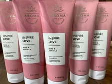 5 (FIVE) Inspire LOVE 8oz ROSE & VANILLA Aroma Shea CREAM Bath and Body Works