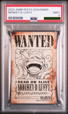 One Piece PSA9 Jump Festa Monkey D. Luffy Nika WANTED Poster Card