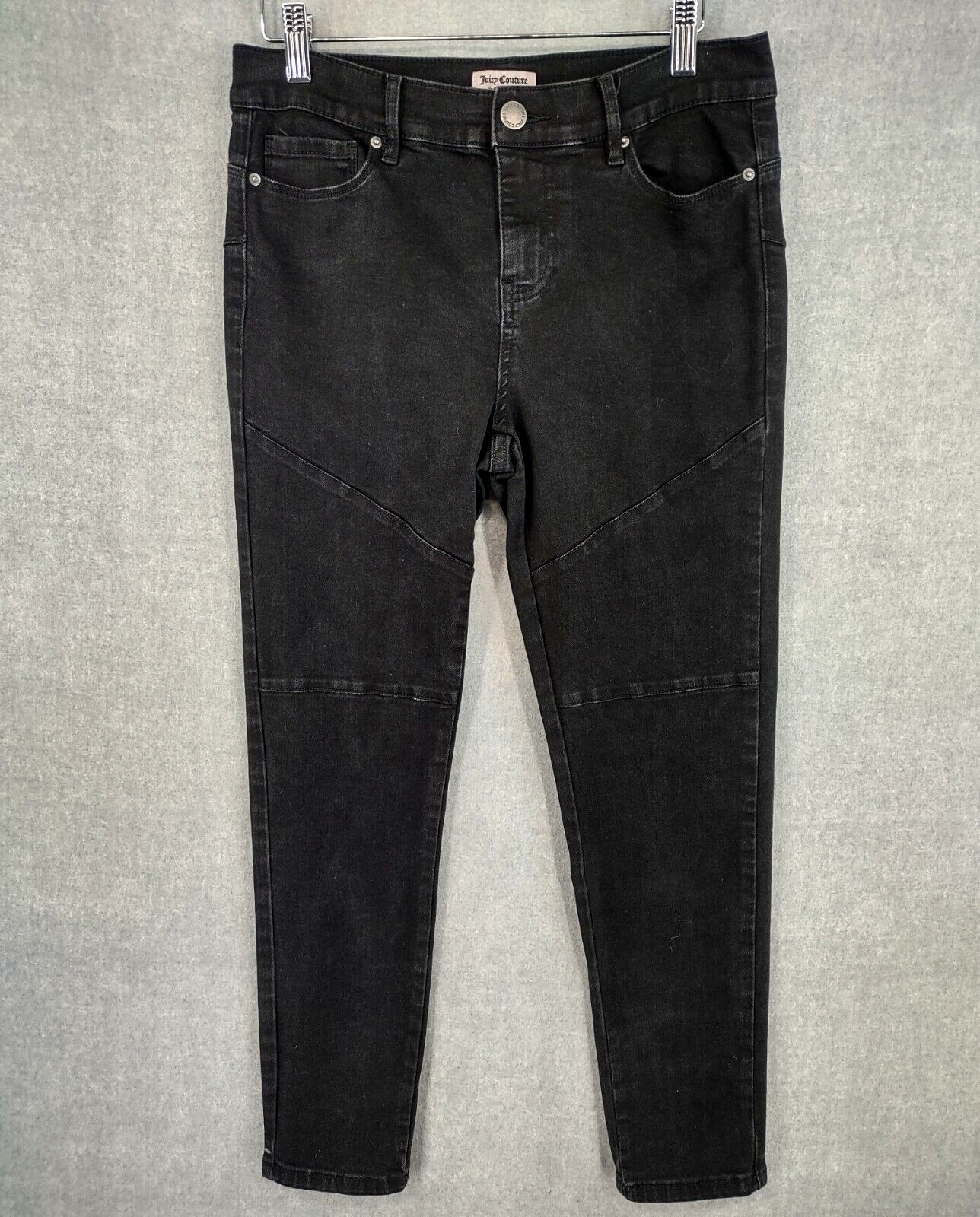 Juicy Couture Jeans Womens 10 Black Bohemian Skinny Stretch Denim Ankle Mid Rise