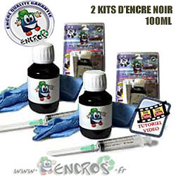 Kit recharge encre noir pigmentée T0441 anti-bavure pour imprimantes jet d'encre Epson x2