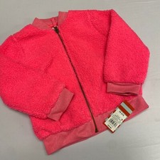 NWT Cat  Jack Girl Sherpa Fleece Full Zip Bomber Jacket Luminous Coral XS 4/5 