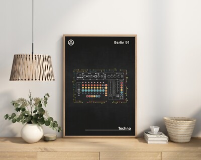 Dance Music Modular Synth Techno Wall Art | Retro 90s Club Scene | Minimalist