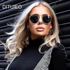 Retro Round Black Mirror Sunglass Women Fashion Accessory Multicolor Eyewear 1pc