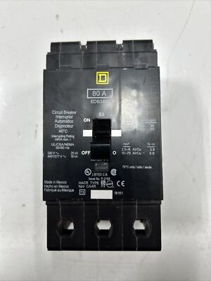 Square D EDB34080 N 80A 480V 3 Poles Miniature Circuit Breaker ...