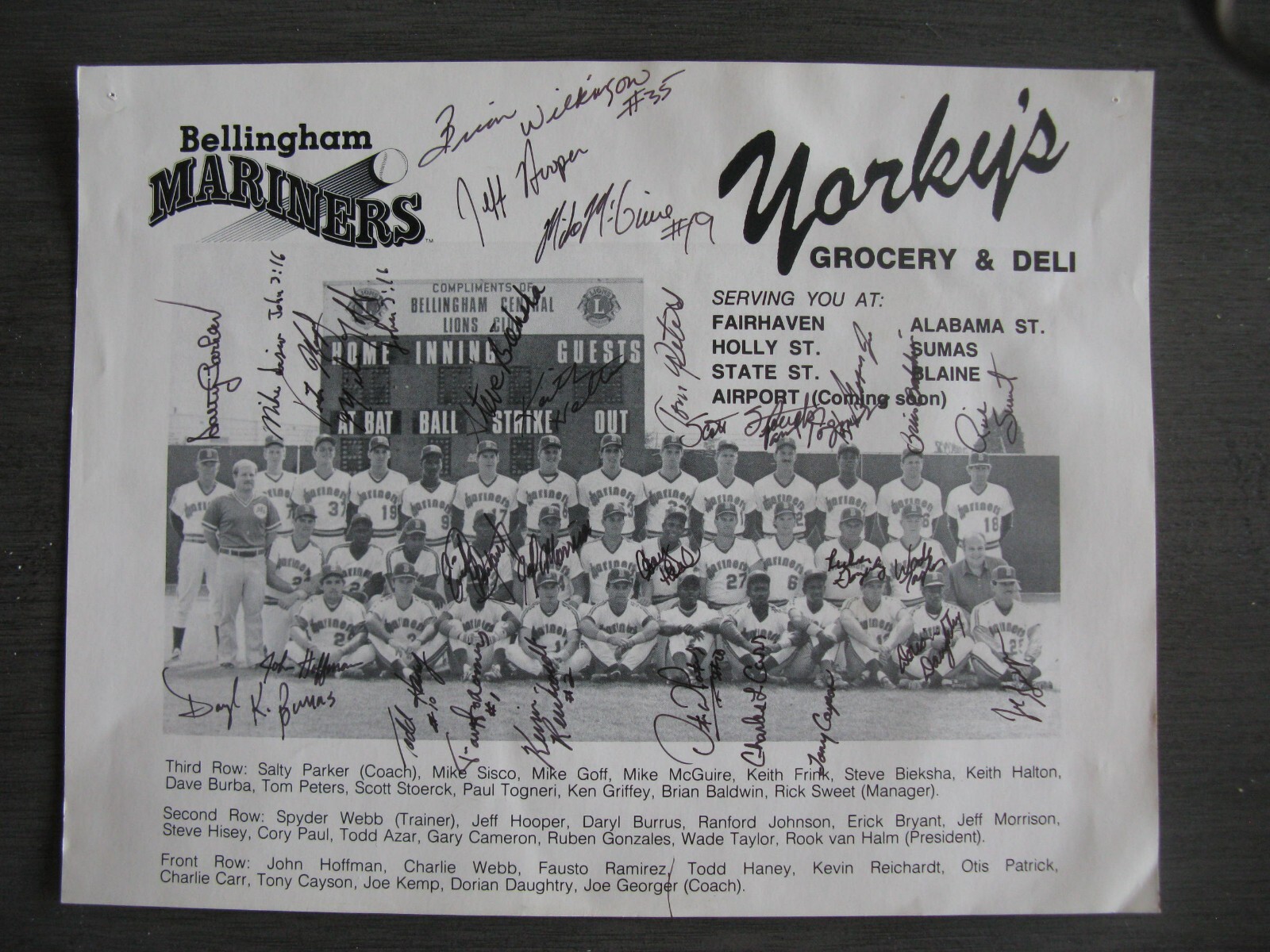 Ken Griffey Jr. Autographed Signed Bellingham Mariners 1987 team photo Ken Griffey Jr! RARE one of a kind! 