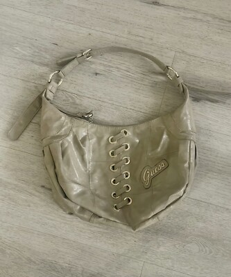 Vintage Rare 90s Y2K Style GUESS Beige Faux Leather Shoulder