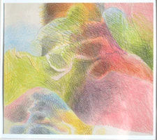 Original Pencil Abstract Cubist Drawing by Noreen Larinde paper frame 6.5" x 7"