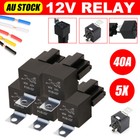 5Pcs 12V 40 Amp Car SPDT Relay DC 5 Pin 5 Wires W/ Harness Socket Automotive AU