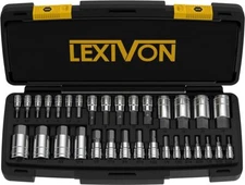LEXIVON Complete 32-Piece Master HEX Bit Socket Set,S2 Alloy Steel, SAE & Metric