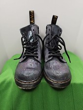 Dr Martens Youth Girls 1460 Black TGlitter Sparkle Pink Combat Boots Size 10
