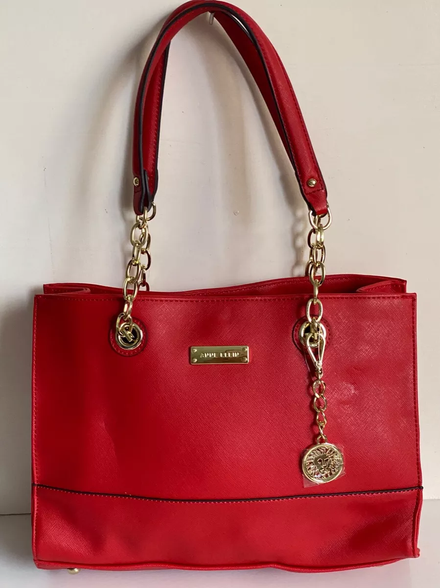 NEW ANNE KLEIN COAST IS CLEAR FIRE RED SHOPPER SATCHEL TOTE BAG