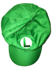 Disfraz de Luigi Cosplay Sombrero Gorra Piedra de la Suerte Verde Disfraz de Halloween