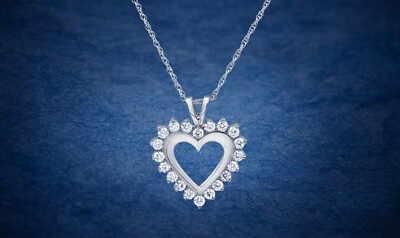 Valentinstag Geschenk 1 Karat Laborgefertigter Diamant Sterlingsilber Herz Anhänger Halskette