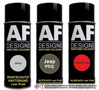 Jeep PDQ Grigio Quarzo Metallic Autolack Klarlack Grundierung Spraydose Set