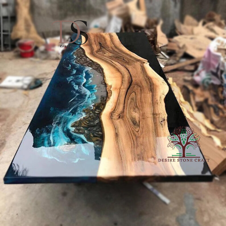 Ocean Epoxy Resin Dining Table Epoxy Coffee Table for Home Decor