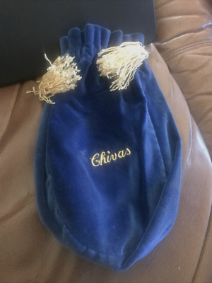 Vintage Chivas Royal Salute Blue Velvet Bag Gold Tassels