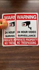 2-Pack Private Property No Trespassing Sign, Video Surveillance Signs Outdoor
