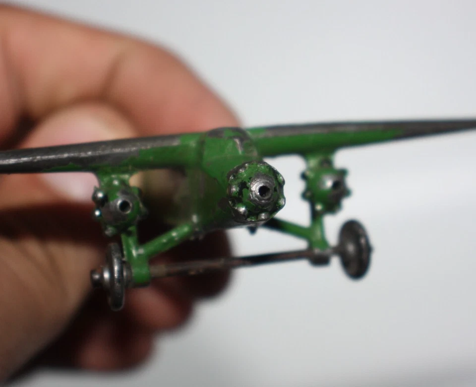 Vintage C.A.W. #12 Ford Tri-Motor Model 4 Slush Metal Toy Airplane Green - READ - Image 3 of 4