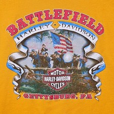 VTG Harley Davidson T-Shirt Women S/XS (READ) Orange 2004 Made In USA Gettysburg