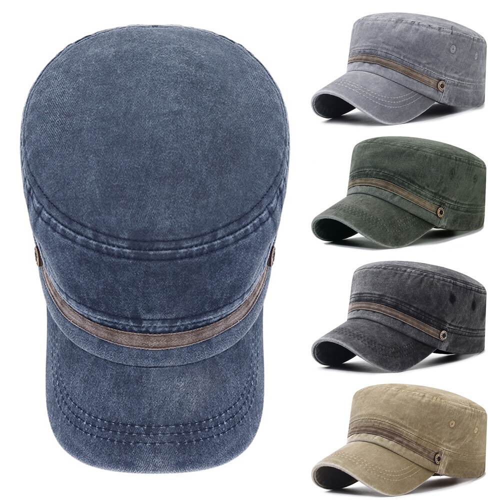 APL Cappello Uomo Militare Lavato Piatto Top Outdoor Protezione Solare Retrò J