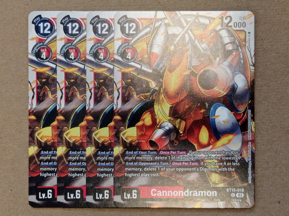 Digimon Card - 4 x Cannondramon BT15-018 - Unco - Exceed