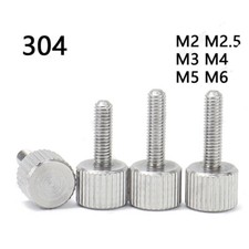 304 Stainless Steel Thumb Screws Knurled Flat Head M2 M2.5 M3 M4 M5 M6