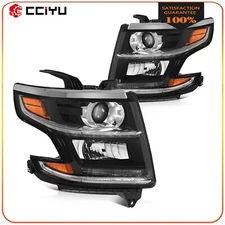 Headlights Assembly For 2015-2020 Chevy Tahoe Suburban Black Housing Clear Lens