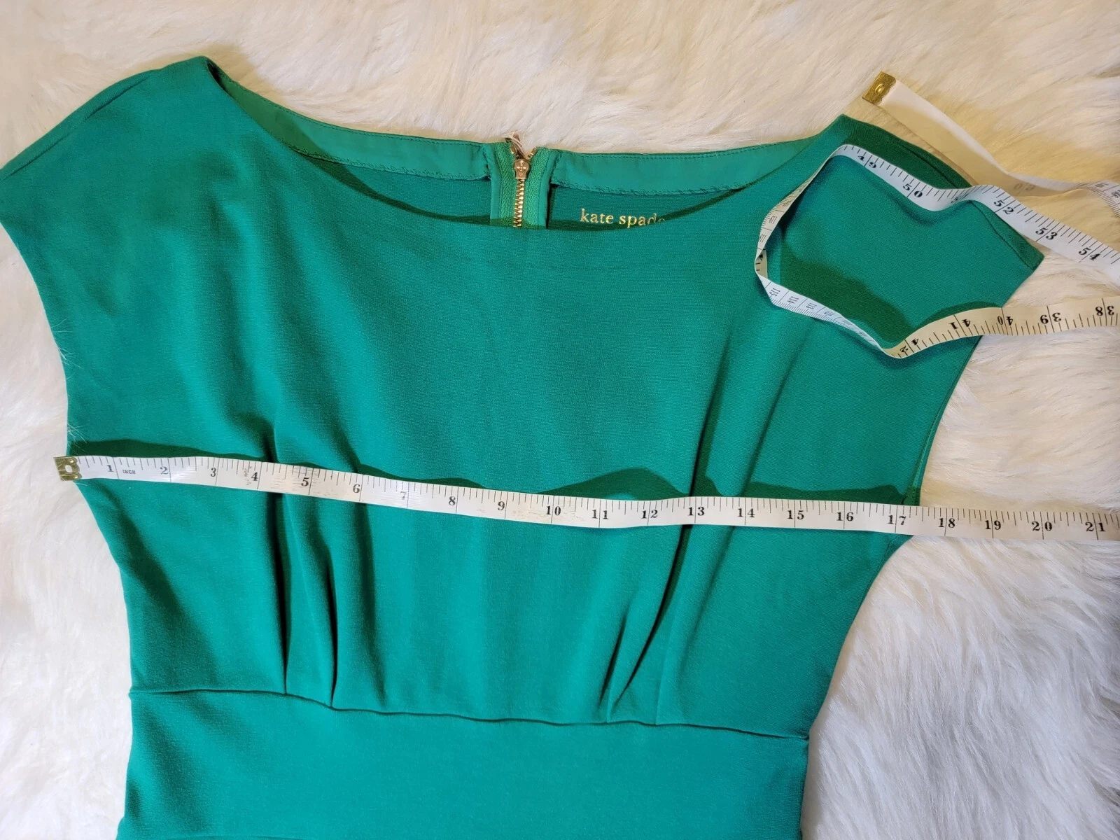 Abito Kate Spade verde smeraldo e blu navy colorblock Ponte Fiorella aderente taglia MED