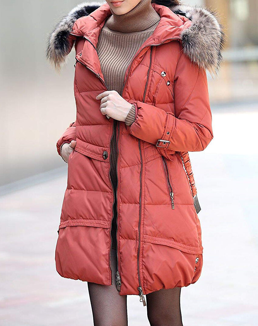 Want Women's Winter Down Jacket with removable REAL FUR Trim Coat