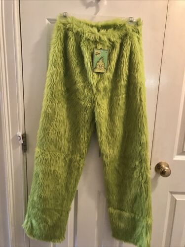 Dr. Seuss The Grinch Green Furry Slip On Pants Costume PJ’s L/XL NWT
