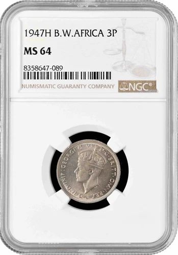 British West Africa 3 pence 1947 H, NGC MS64, "British colony" Top Pop 1/0