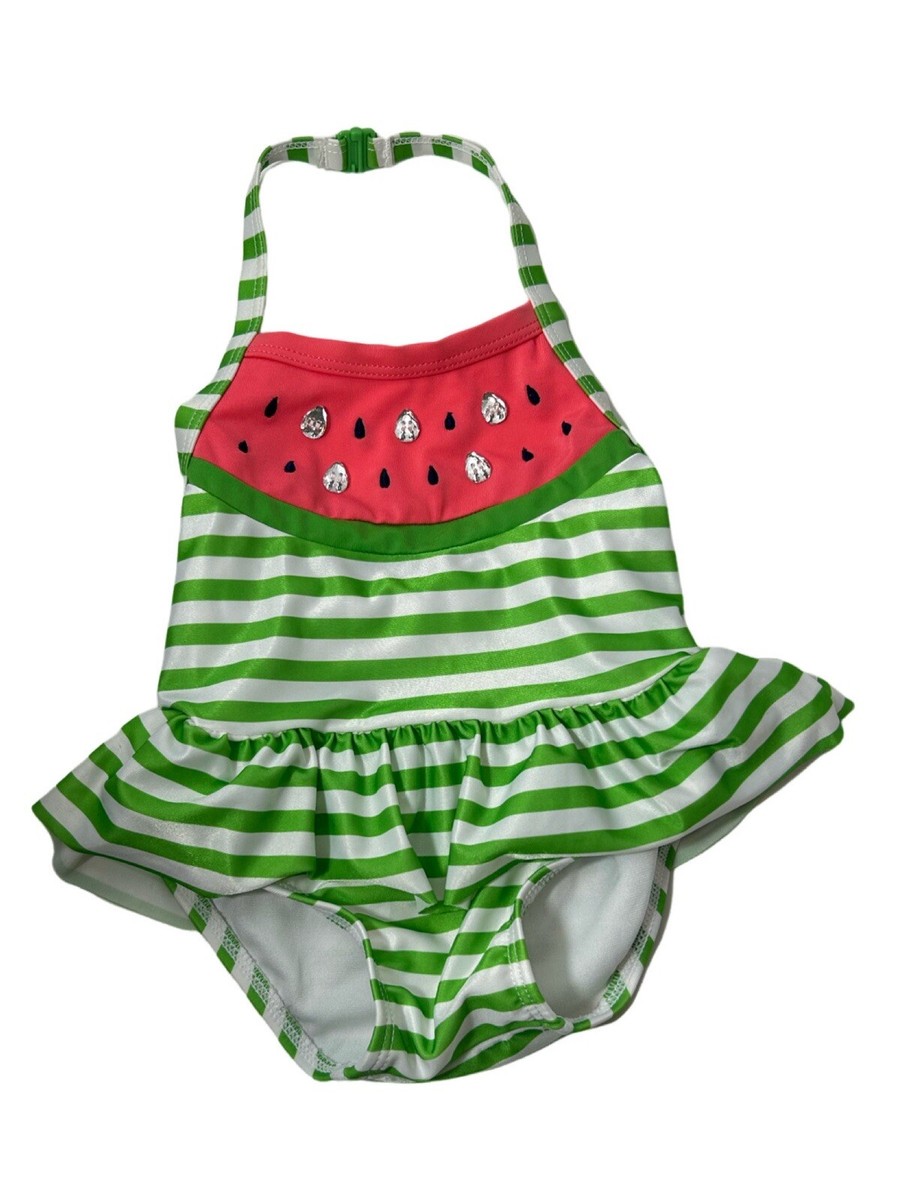 Gymboree Baby Girl One Piece Swimsuit Watermelon Striped Size 12