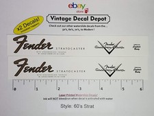 Fender Strat 60's Headstock Waterslide Decals with Custom Shop Two LASER PRINTED