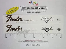 Fender Strat 60's Headstock Waterslide Decals with Custom Shop Two LASER PRINTED