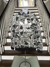 Youth Adidas Hoodie Boy  s Black Gray Camo Pullover Sz 4-6 Sweatshirt Long Sleeve