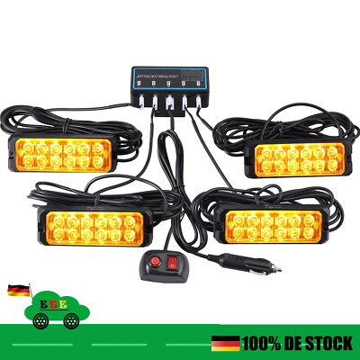 4x Frontblitzer LED Warnleuchte Strobe Licht Blitzlicht 12V KFZ LKW PKW IP65