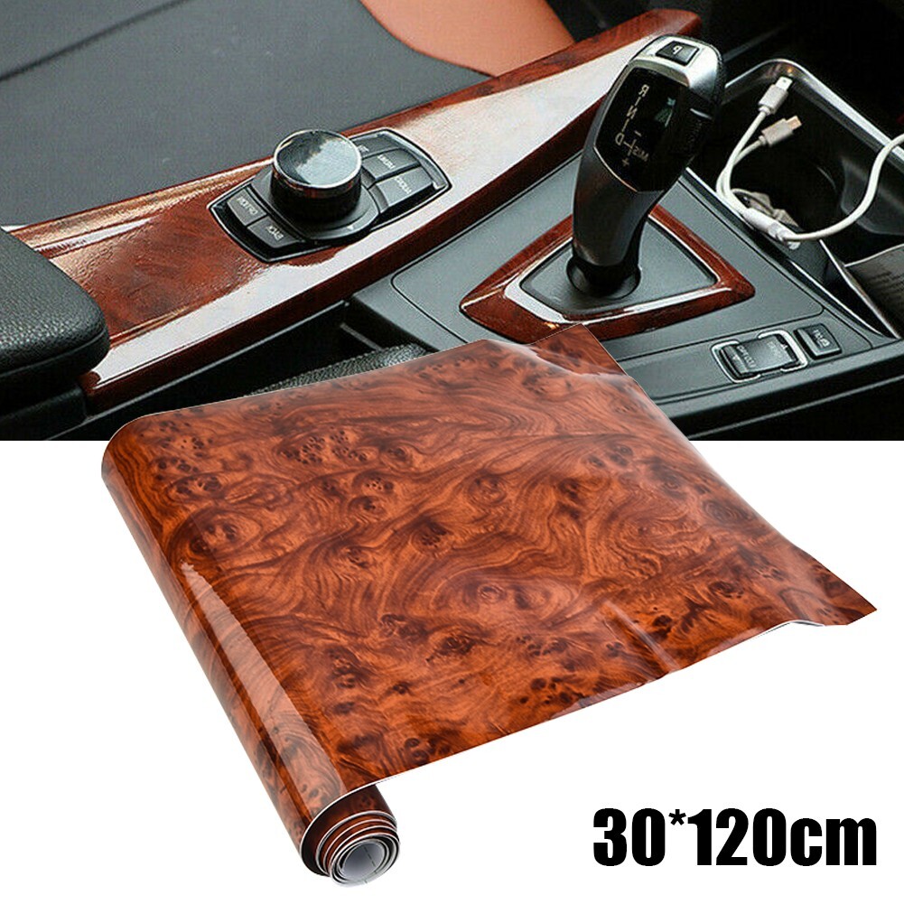 1.2M High Glossy Wood Grain Car Interior DIY Vinyl Sticker Decal Wrap Film New