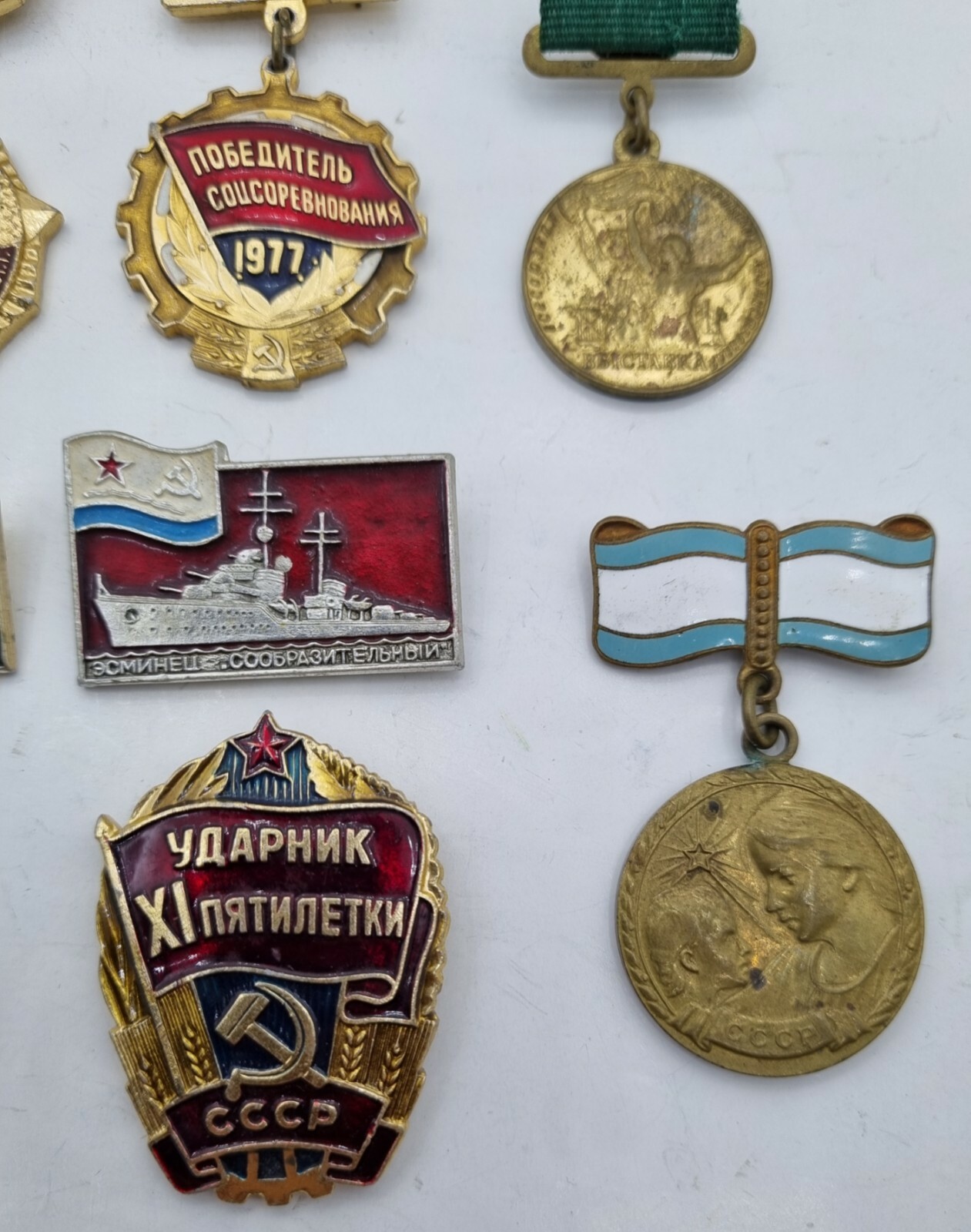 Selection of badges and medals of the USSR.