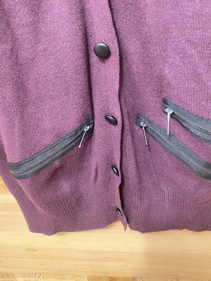 Melissa McCarthy Seven 7 紫色开衫毛衣女式 L 码全新带标签 — 第 3/4 张图片