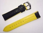 20MM Genuine Leather, Ultra Quality Sport Black & Yellow Watch Strap