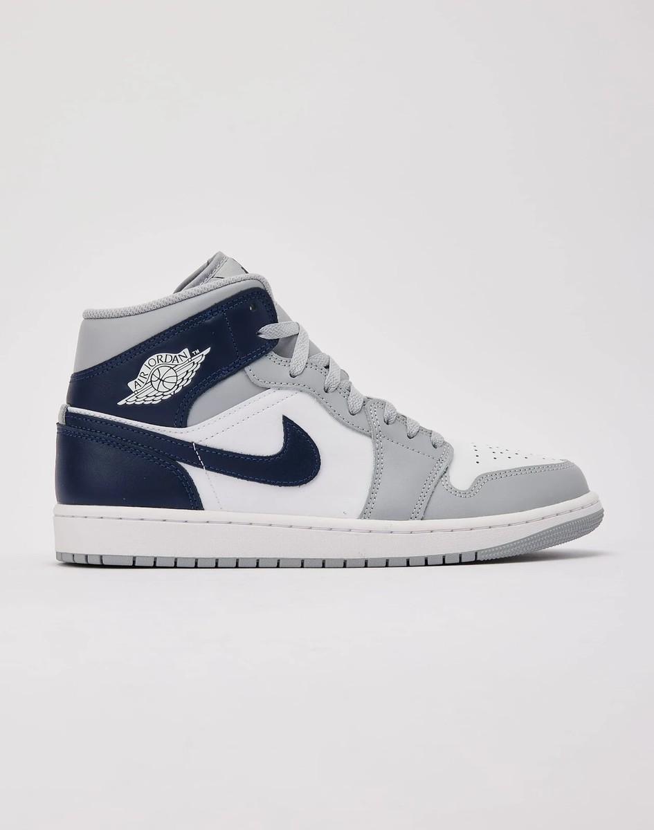 Nike Air Jordan 1 Mid (GS) Shoes White Wolf Gray Midnight