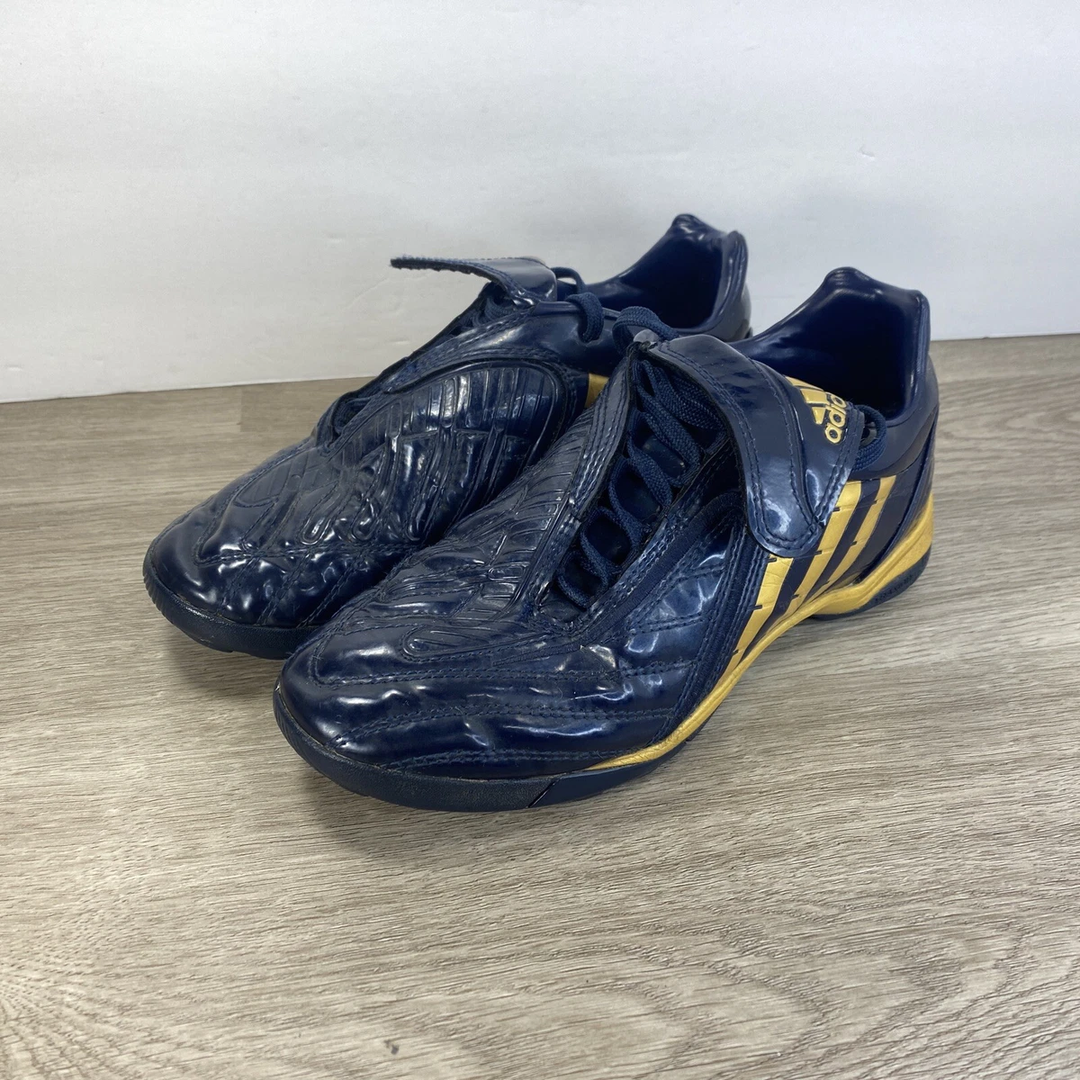 Adidas Predator Powerswerve TRX TF Size 4 Blue Gold Indoor Soccer Shoes VGUC