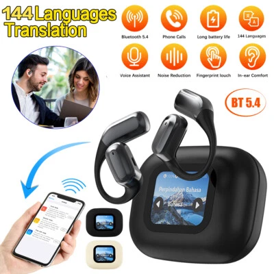 Bluetooth AI Translator Earbuds 144+ Language Real-Time Translate Earphones UK