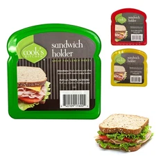 2 Sandwich Holder Lunch Box Snack Food Storage Hinged Reusable Container Keeper