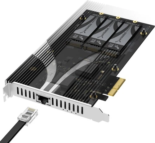 SABRENT PCIe 3.0 x4 Add-in Card with 10GbE and 3X M.2 NVMe SSD Slots