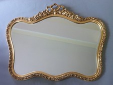 Vintage Gold Plaster Wall Mirror: Adams Large Ornate Baroque Wavy Bevel 27x35"