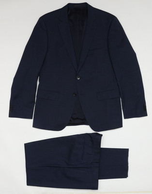 Boss Mens Suit Genius Slim Fit Size 40 S in Navy Blue Black Micro Check